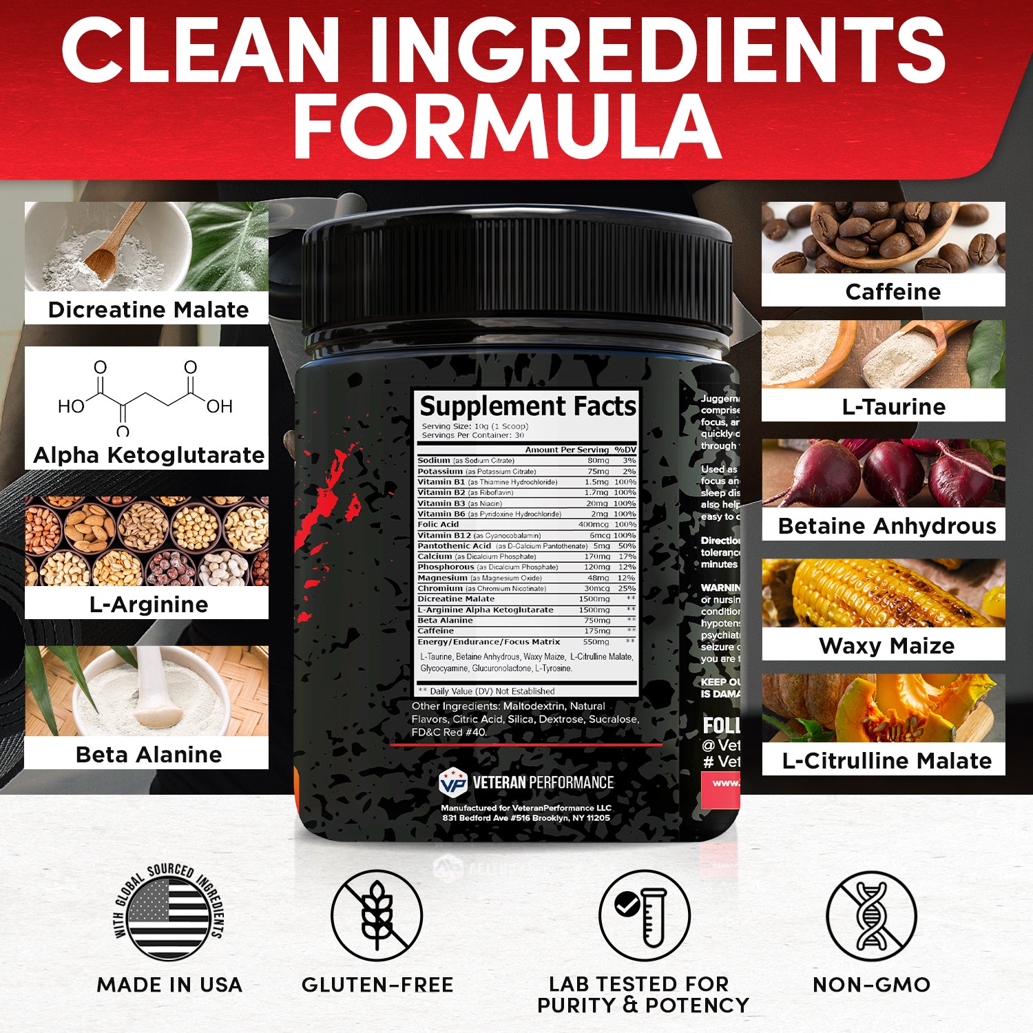 Veteran Peformance Juggernaut Fuel Pre-Workout – Supplement for Strength, Energy & Endurance