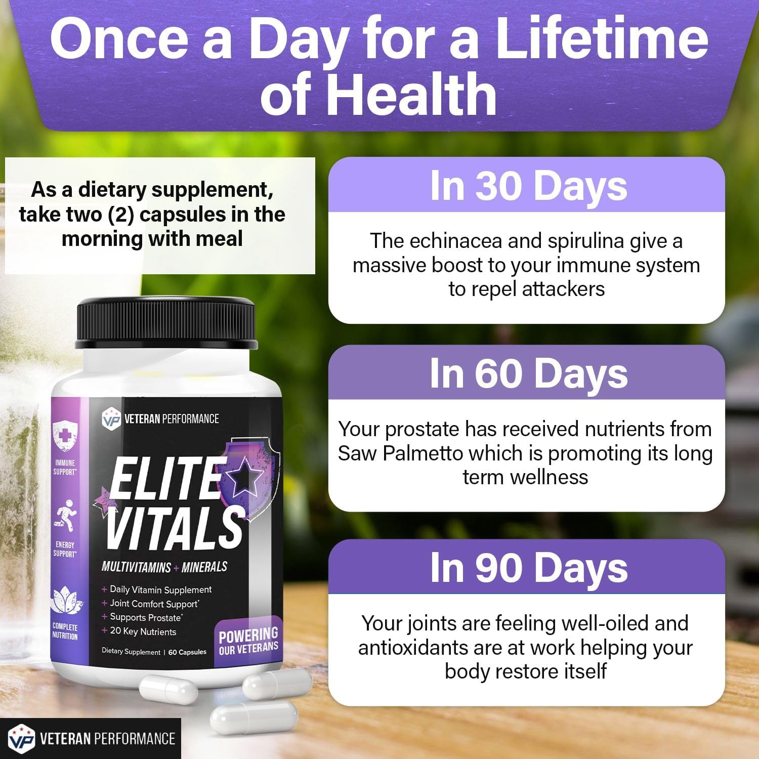 Veteran Performance Elite Vitals – Men's Daily Multivitamin for Energy, Immunity & Hormonal Suppo