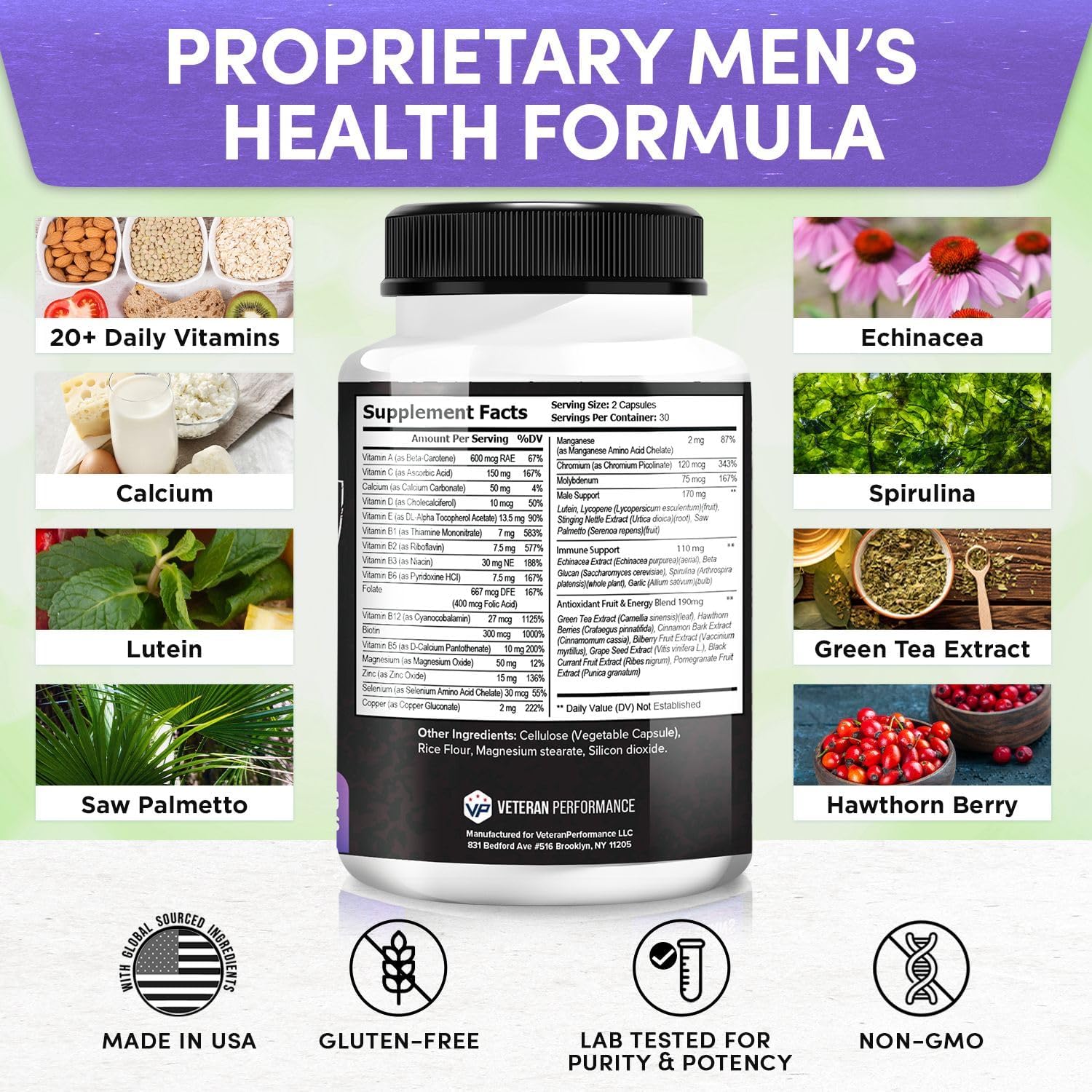 Veteran Performance Elite Vitals – Men's Daily Multivitamin for Energy, Immunity & Hormonal Suppo