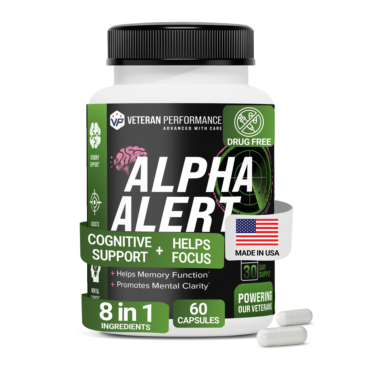 Veteran Performance Alpha Alert Nootropic – Brain Supplement for Focus & Memory