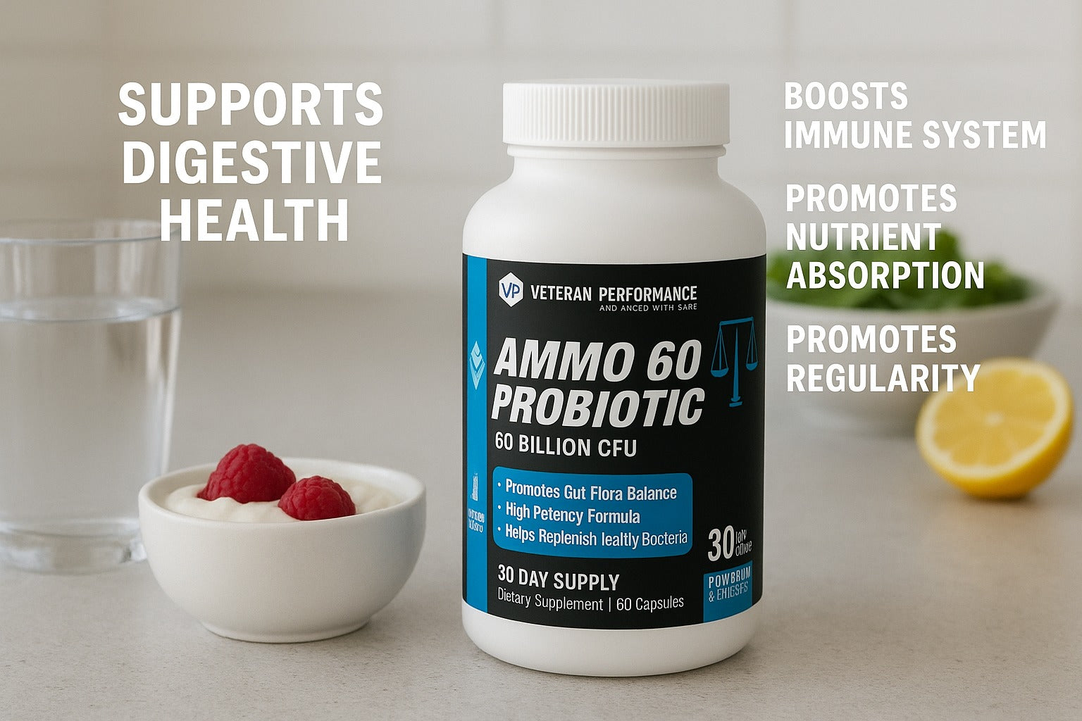 AMMO 60 PROBIOTIC - 60 Billion CFU - Support Digestive Health + Boost Immune System