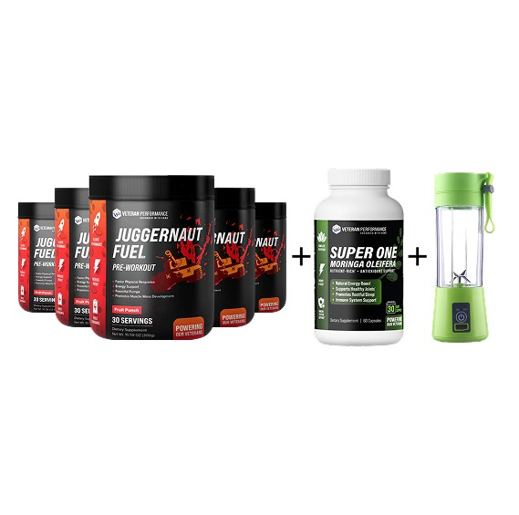 Veteran Peformance Juggernaut Fuel Pre-Workout + Moringa  + Multifunctional Household Fruit Mixer