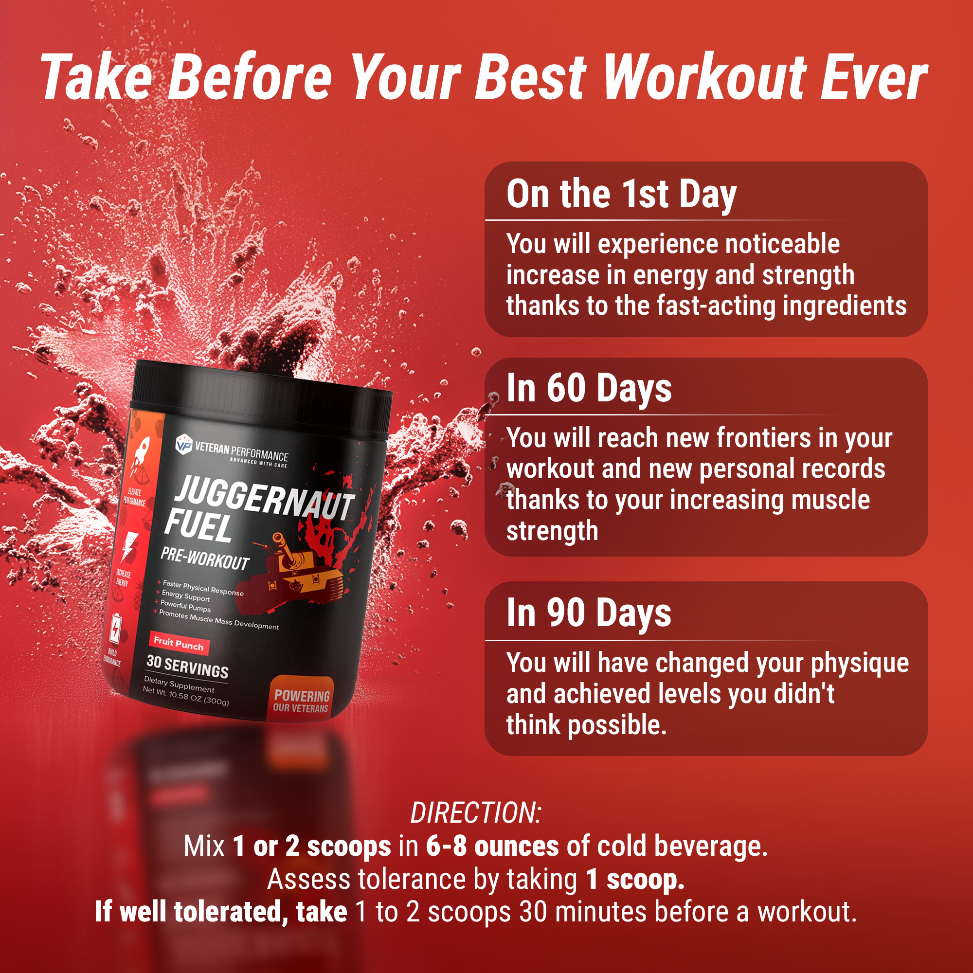 Veteran Peformance Juggernaut Fuel Pre-Workout + Moringa  + Multifunctional Household Fruit Mixer